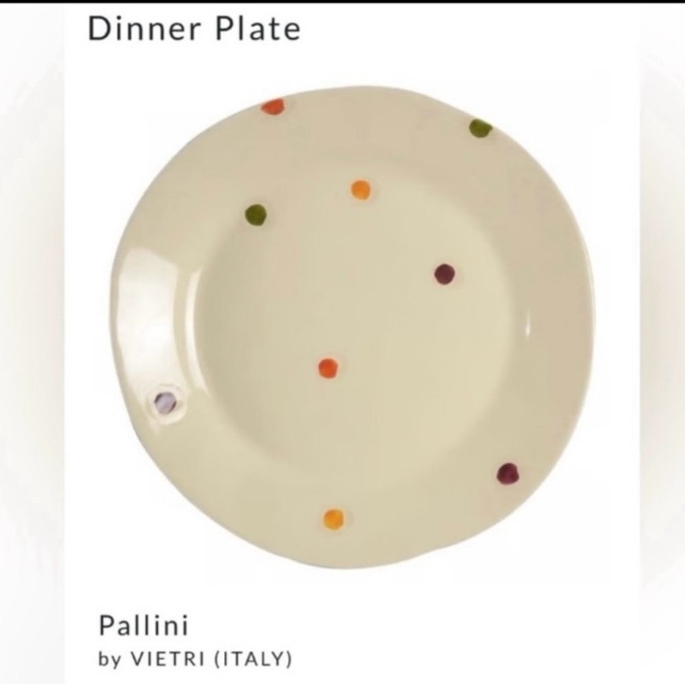 Vietri Pallini Dinner Plates. Polka dot. Width: 12 in, made in Italy